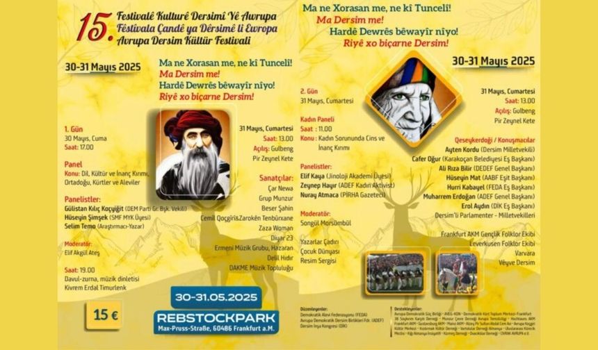 Festîvala Kulturî ya Dêrsimî dest pêkeno