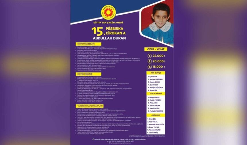 Muracatanê musabeqaya hîkayeyan ê Abdullah Duranî ya 15. dest pêkerd